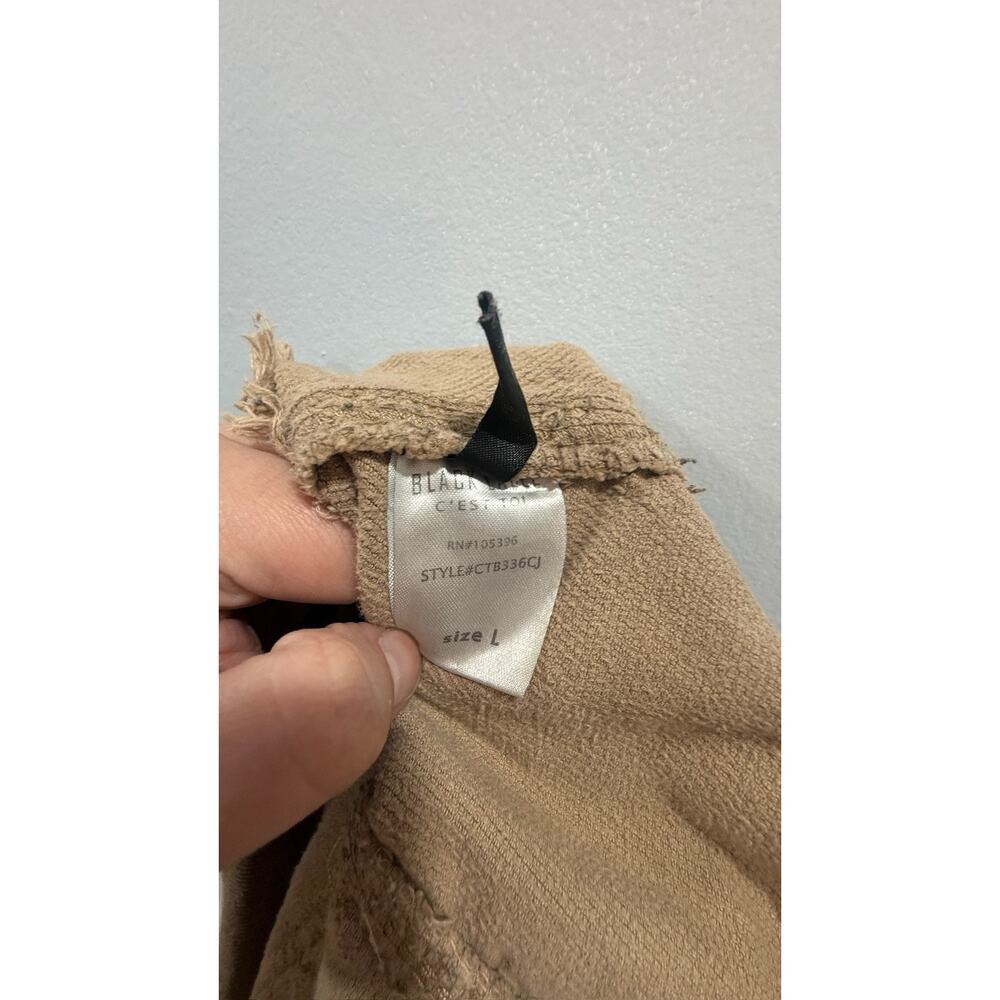 BLACK LABEL Tan CORDUROY Cut-Off Hem BUTTON-UP Cropped CUTE CASUAL Jacket Sz L - Picture 12 of 13
